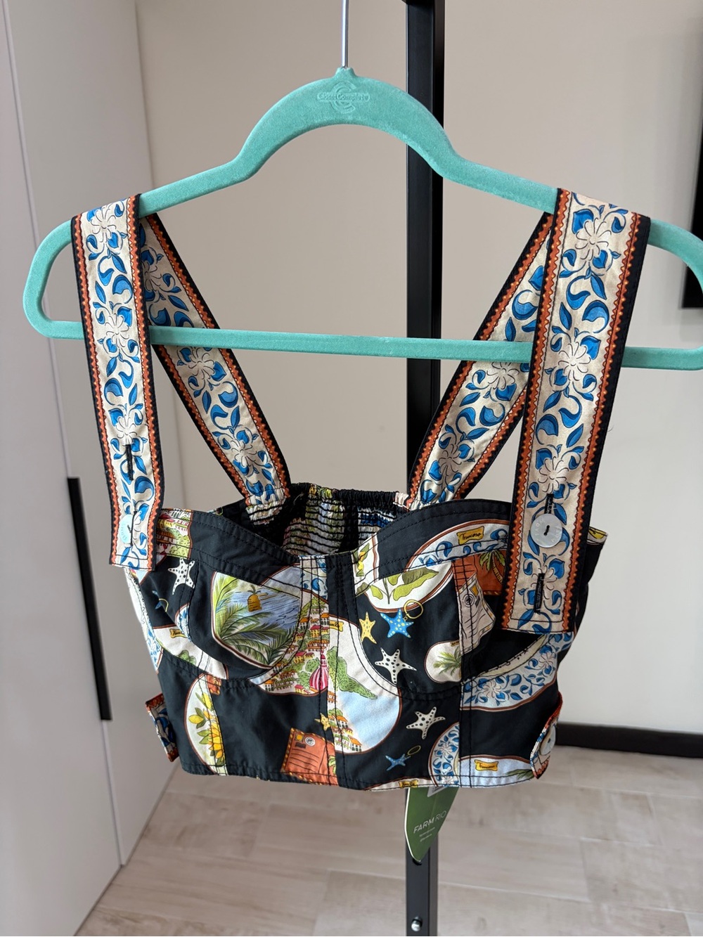Farm Rio: Black Trip Souvenir Topstitching Top - Picture 6 of 15